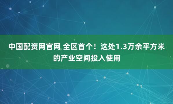 中国配资网官网 全区首个!这处1.3万余平方米的产业空间投入使用