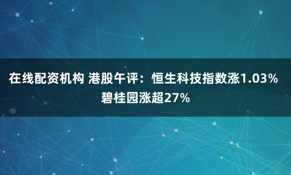 在线配资机构 港股午评：恒生科技指数涨1.03% 碧桂园涨超27%
