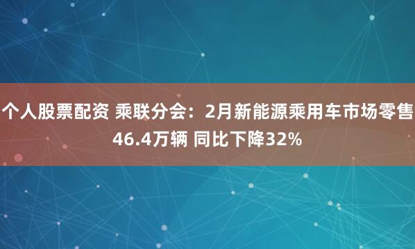个人股票配资 乘联分会：2月新能源乘用车市场零售46.4万辆 同比下降32%